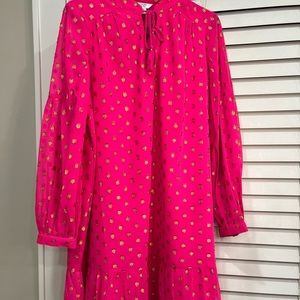 Crown and Ivy Dress Hot Pink with Gold Polka Dots Sz. small